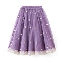 Babyhug Cotton Knit Sleeveless Embroidered Choli With Embroidered Net Lehenga And Dupatta Set - Lavender