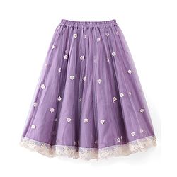 Babyhug Cotton Knit Sleeveless Embroidered Choli With Embroidered Net Lehenga And Dupatta Set - Lavender