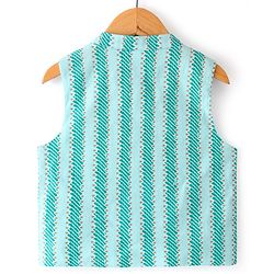 Babyhug 100% Cotton Woven Full Sleeves Kurta & Pyjama Set With Striped Jacket - Blue