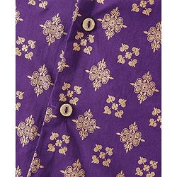 Babyhug Woven Full Sleeves Kurta & Pajama Set With Printed Jacket - Purple