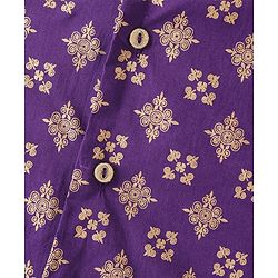 Babyhug Woven Full Sleeves Kurta & Pajama Set With Printed Jacket - Purple