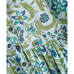 Babyhug Cotton Woven Three Fourth Sleeves Ethnic Dress Floral Printed - Green