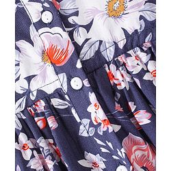 Babyhug Rayon Woven Full Sleeves Frock Floral Print -  Navy