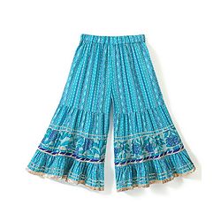 Babyhug Three Fourth Sleeves Printed Kurti Sharara and Dupatta Set with Floral Print - Blue