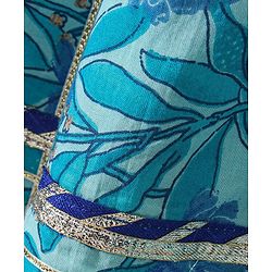 Babyhug Three Fourth Sleeves Printed Kurti Sharara and Dupatta Set with Floral Print - Blue