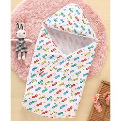 Babyhug Cotton Interlock Printed Towel with Hood L 76 x B 76 cm - Multicolour