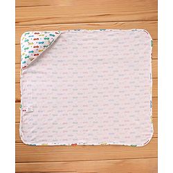Babyhug Cotton Interlock Printed Towel with Hood L 76 x B 76 cm - Multicolour