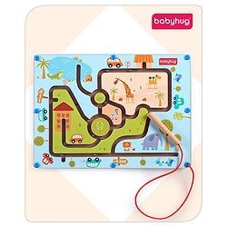 Babyhug Magnetic Maze Wooden Puzzle| Improves Hand Eye Co-ordination and Motor Skills| Montessori Learning and Educational Toy for 3-6 Years Kids| Gifting Toy| BIS Certified