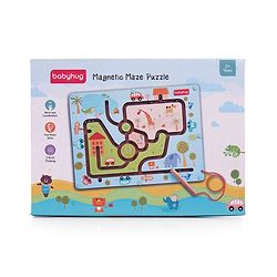 Babyhug Magnetic Maze Wooden Puzzle| Improves Hand Eye Co-ordination and Motor Skills| Montessori Learning and Educational Toy for 3-6 Years Kids| Gifting Toy| BIS Certified