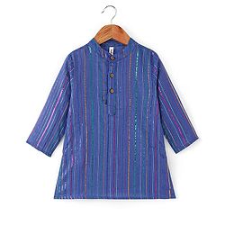 Babyhug Cotton Lurex Woven Full Sleeves Kurta - Blue