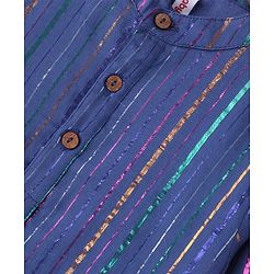 Babyhug Cotton Lurex Woven Full Sleeves Kurta - Blue