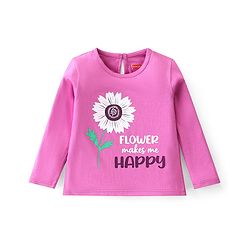 Babyhug Cotton Knit Full Sleeves T-Shirts Floral Print Pack of 3 - Pink & Purple