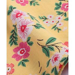 Babyhug Cotton Knit Frill Sleeves T-Shirt With Floral Print - Mustard