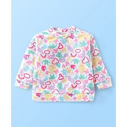 Babyhug Cotton Knit Full Sleeves Fur Sweatshirt with Teddy Embroidery - Beige