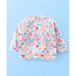 Babyhug Cotton Knit Full Sleeves Fur Sweatshirt with Teddy Embroidery - Beige