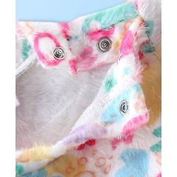Babyhug Cotton Knit Full Sleeves Fur Sweatshirt with Teddy Embroidery - Beige