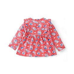 Babyhug 100% Cotton Knit Full Sleeves Top with Floral Print - Red