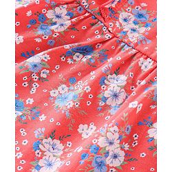 Babyhug 100% Cotton Knit Full Sleeves Top with Floral Print - Red