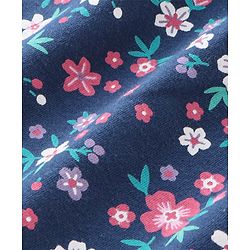 Babyhug Cotton Knit Full Sleeves Printed Top with Frill Detailing Floral Printed - Navy Blue
