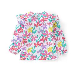 Babyhug Cotton Knit Full Sleeves Top with Floral Print - Off White