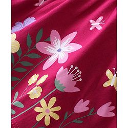 Babyhug Cotton Full Sleeves Tee With Floral Graphics & Frill Detailing- Maroon