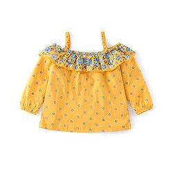 Babyhug Cotton Knit Full Sleeves Top Floral Printed - Yellow