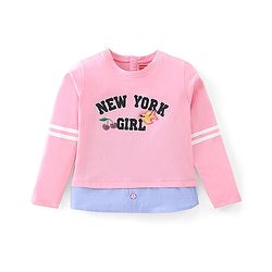 Babyhug 100% Cotton Knit Full Sleeves T-Shirt with Text Graphics - Pink