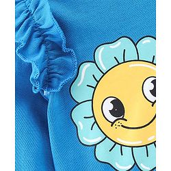 Babyhug 100% Cotton Knit Full Sleeves T-Shirt With Emoji Graphics & Frill Detailing - Blue