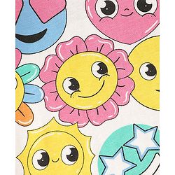Babyhug 100% Cotton Knit Full Sleeves Top With Frill Detailing Emoji Print - Off White