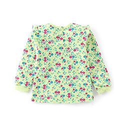 Babyhug 100% Cotton Full Sleeves Winter T-Shirt With All Over Floral Print - Lime Green
