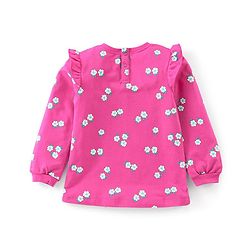 Babyhug 100% Full Sleeves Winter T-Shirt With All Over Floral Print - Purple