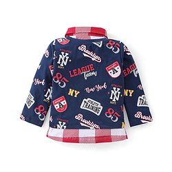Babyhug 100% Cotton Knit Full Sleeves Overlapped T-Shirt with Text Graphics - Navy Blue