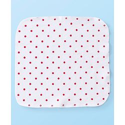 Babyhug Cotton Terry Knit Wash cloth Polka Dots Print Pack of 6 L 30 x B 30 cm - Red & White