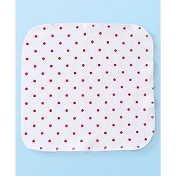 Babyhug Cotton Terry Knit Wash cloth Polka Dots Print Pack of 6 L 30 x B 30 cm - Red & White