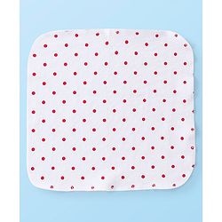 Babyhug Cotton Terry Knit Wash cloth Polka Dots Print Pack of 6 L 30 x B 30 cm - Red & White