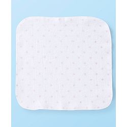 Babyhug Cotton Terry Knit Wash cloth Polka Dots Print Pack of 6 L 30 x B 30 cm - Red & White