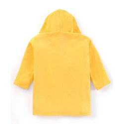Babyhug Cotton Terry Knit Full Sleeves Hooded Bath Robe Lion Design - Yellow