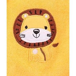 Babyhug Cotton Terry Knit Full Sleeves Hooded Bath Robe Lion Design - Yellow