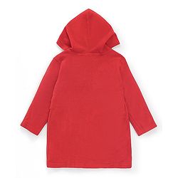 Babyhug Cotton Knit Full Sleeves Hooded Bath Robe Penguin Design - Red