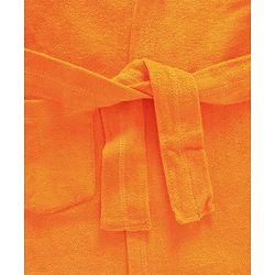 Babyhug Cotton Knit Full Sleeves Hooded Bath Robe Text Embroidery - Orange