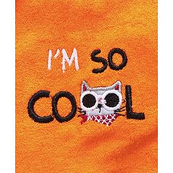 Babyhug Cotton Knit Full Sleeves Hooded Bath Robe Text Embroidery - Orange
