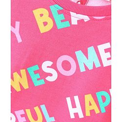 Babyhug 100% Cotton Knit Full Sleeves Sweatshirt With Text Print - Pink