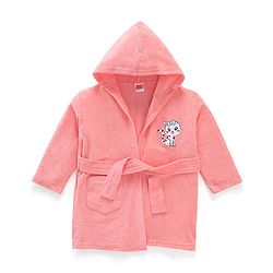 Babyhug Cotton Knit Full Sleeves Hooded Bath Robe Kitten Design - Pink
