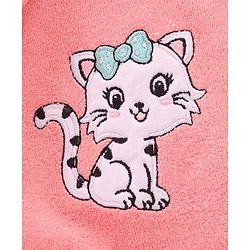 Babyhug Cotton Knit Full Sleeves Hooded Bath Robe Kitten Design - Pink