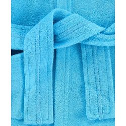 Babyhug Cotton Full Sleeves Hooded Bath Robe with Lion Embroidery - Blue