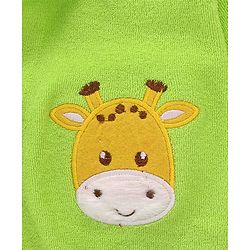 Babyhug Cotton Knit Full Sleeves Hooded Bath Robe Giraffe Embroidery - Green