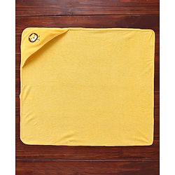 Babyhug Cotton Terry Knit Towel with Hood Lion Applique L 76.2 x B 76.2 cm - Yellow