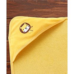 Babyhug Cotton Terry Knit Towel with Hood Lion Applique L 76.2 x B 76.2 cm - Yellow