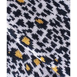 Babyhug Full Sleeves Sweater Set Leopard Design- Navy Blue & White
