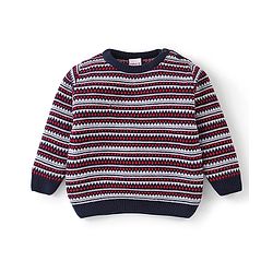 Babyhug Knit Full Sleeves Baby Sweater Set Intarsia Design - Multicolor